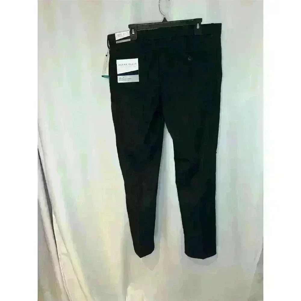 Perry Ellis Portfolio Men's Slim Fit Black Dress Pants Size 36x32
